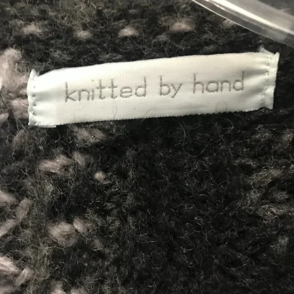 NOMADIC TRADERS Womens M Black Wool Fair Isle Zip Cardigan Sweater By Hand - Picture 4 of 11